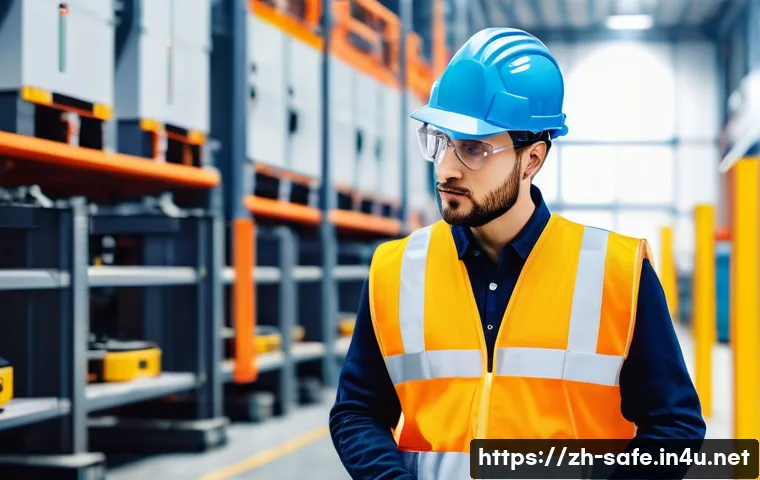 산업안전기사와 환경안전기사의 비교 - A detailed industrial safety engineer inspecting a modern factory floor with advanced machinery and ...