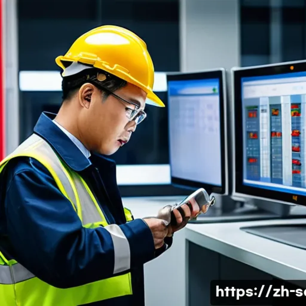 산업안전기사와 소방안전관리의 연관성 - A modern industrial factory interior showcasing a collaborative safety management scene: an industri...