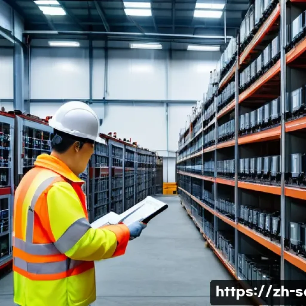 산업안전기사와 화재위험 평가 사례 - A detailed industrial safety inspection scene inside a large factory workshop, featuring engineers w...