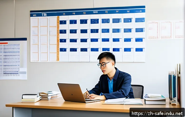 산업안전기사 시험 필수 과목별 학습법 - A modern study environment featuring a young Chinese adult diligently following a well-structured st...