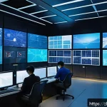 산업안전기사와 제조업의 위험성 관리 - A high-tech industrial control room featuring diverse engineers and safety managers analyzing multi-...